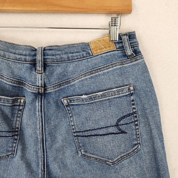 American Eagle Jeans Womens 10 Blue Mom Jean Button Fly Stretch High Rise Denim - Picture 8 of 13
